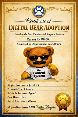 Sample Bear Certificate